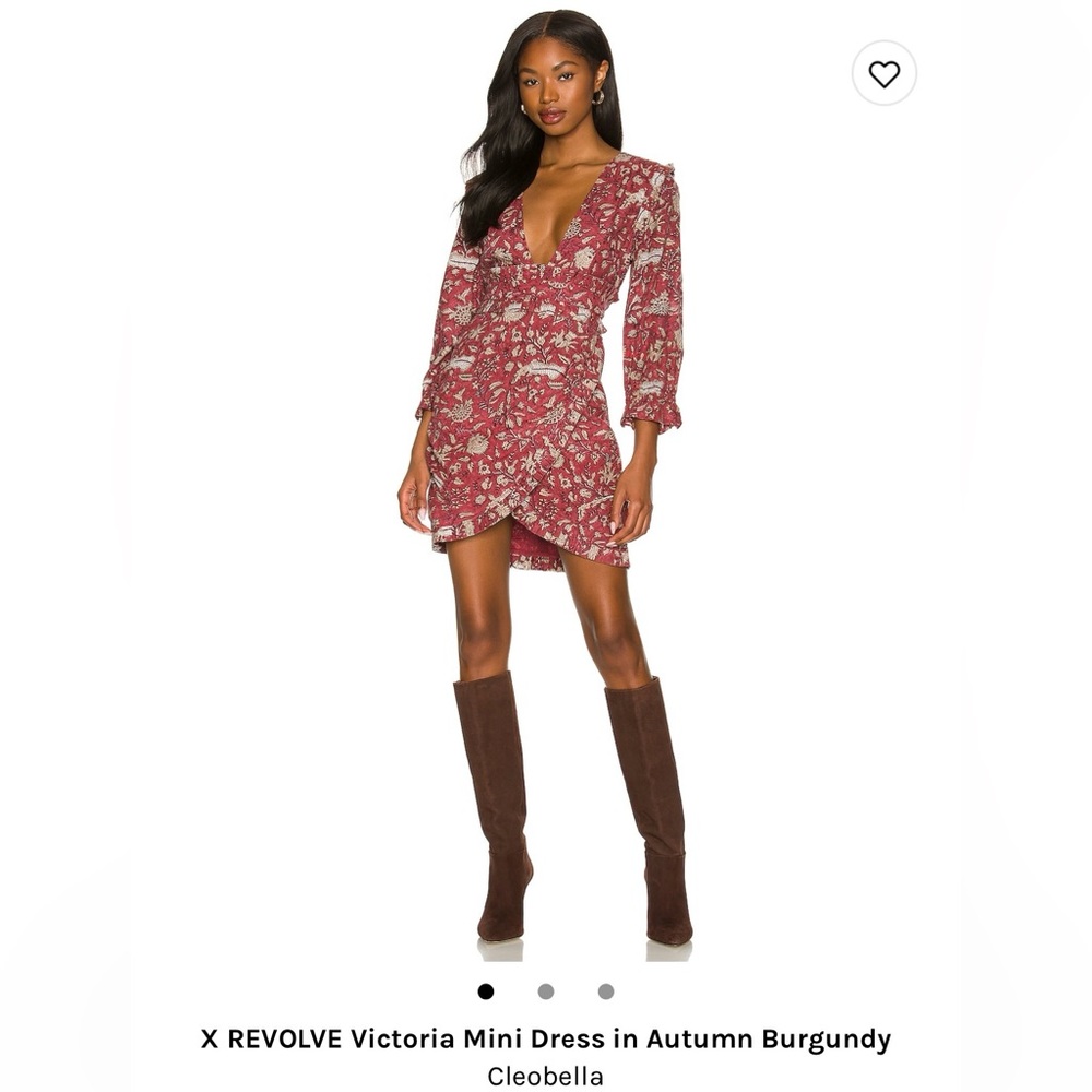 Revolve | X Revolve Victoria Mini Dress in Autumn Burgundy - Cleobella -Size XS